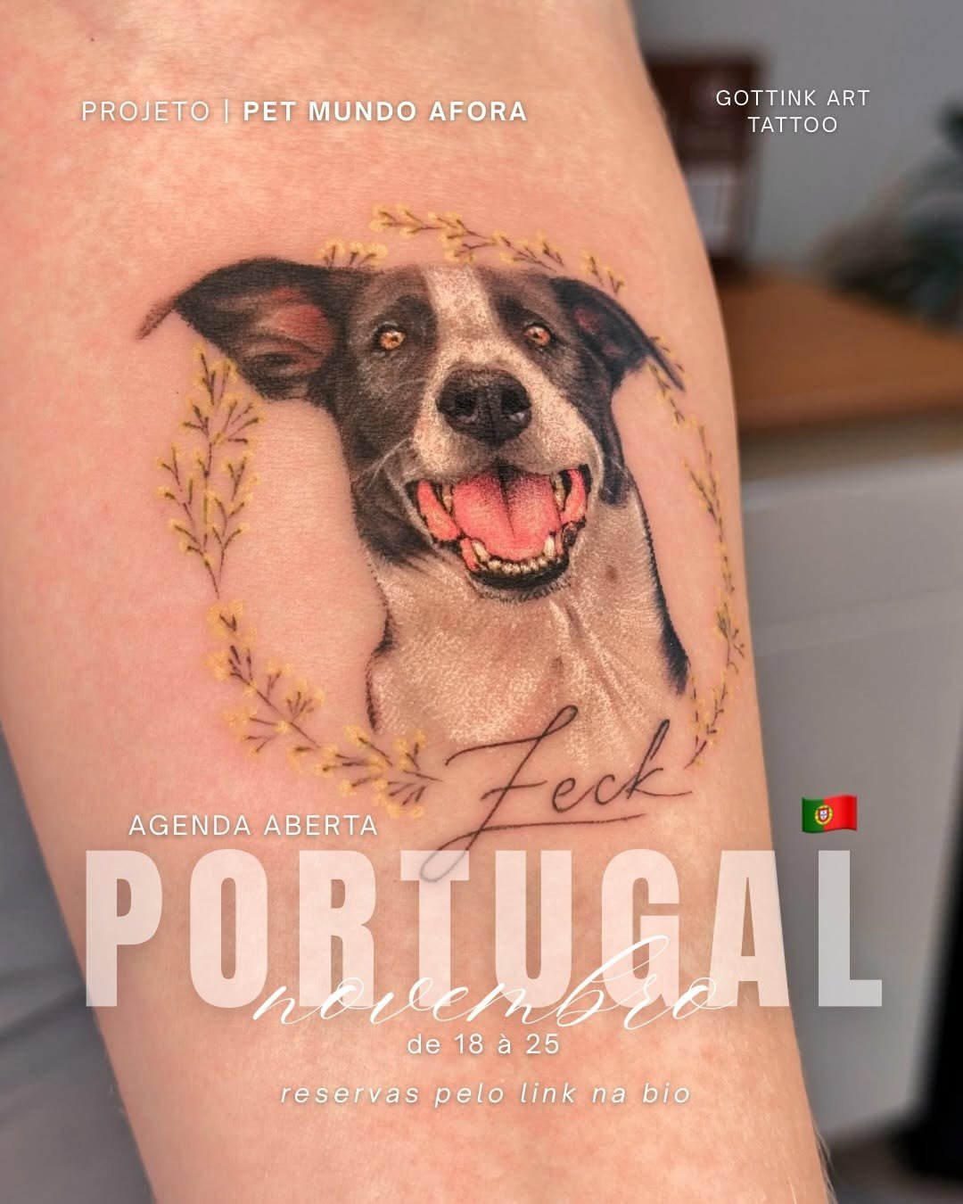 Tatuagem em pele, em primeiro plano